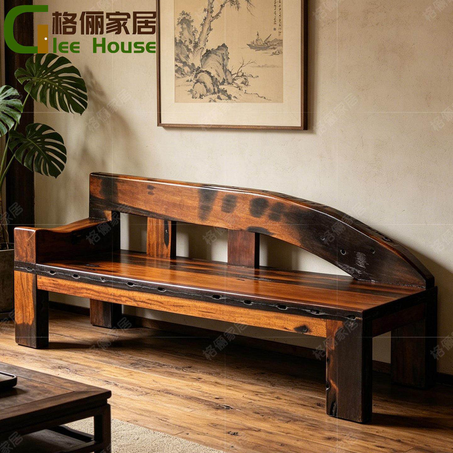 老船木贵妃榻客厅家俱复古实木弧形贵妃椅靠背休闲沙发新中式躺椅