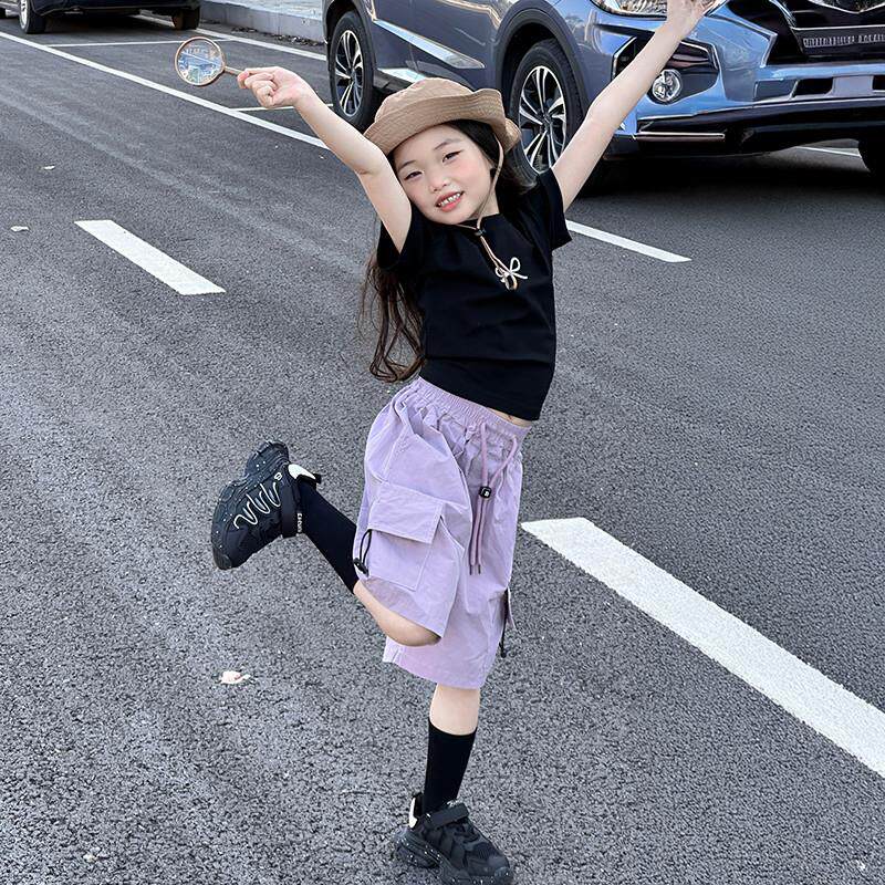 英国 女童速干短裤夏薄款2025新款外穿女大童工装中裤潮