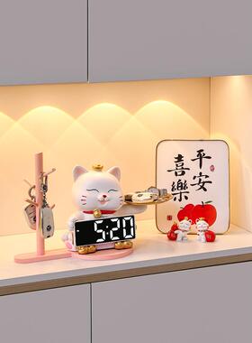 招财猫摆件入户玄关钥匙收纳进门口客厅鞋柜托盘装饰乔迁新居礼品