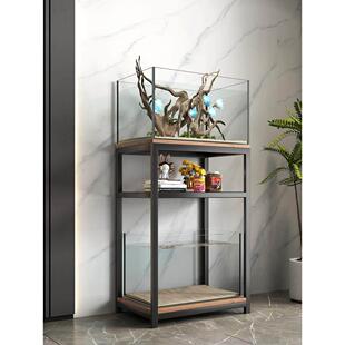 鱼缸架子金属落地式鱼缸底柜多层实木柜子桌面超强承重水族箱专用