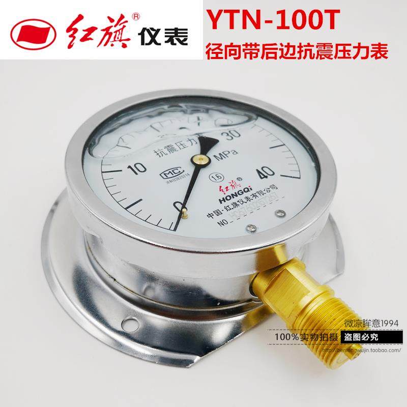 厂家直销红旗仪表耐震抗震径向带后边压力表船用表YTN-100T液压表