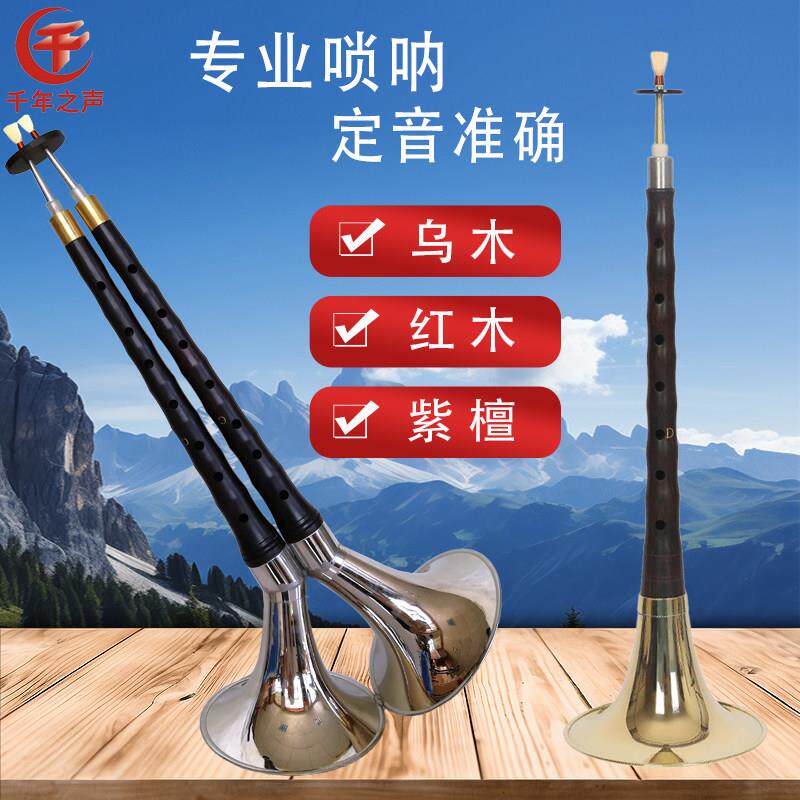 朝凤燕京双杆双碗乌木唢呐紫檀华梨木专业一尺六东北大唢呐送哨片