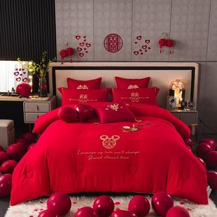 新款 通用冬被单人加厚 大红色结婚陪嫁夏凉被婚庆喜被双人被子四季
