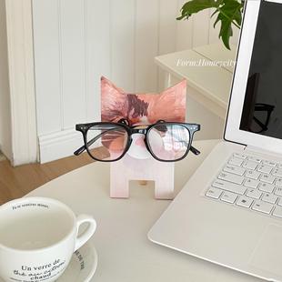 可爱创意动物眼镜架木质家居摆件桌面眼镜收纳架展示架工艺品