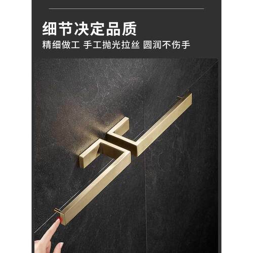 不锈钢毛巾环轻奢拉丝金色壁挂式擦手巾挂架卫生间晾毛巾杆免打孔