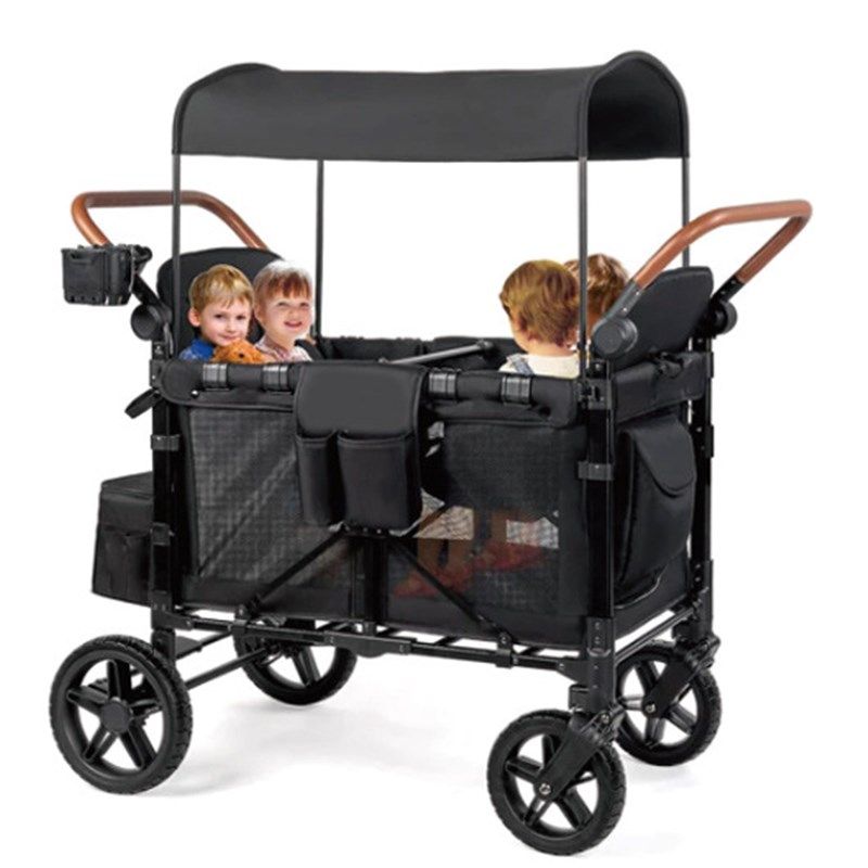 双胞胎婴儿车可坐可躺二胎宝宝推车外出遛娃四座儿童露营车
