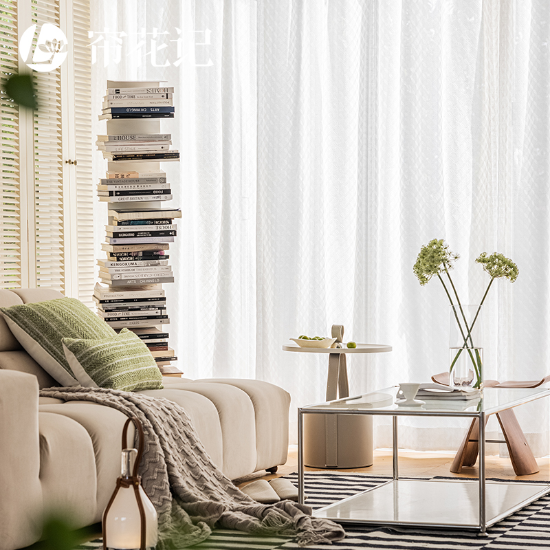 纱帘透光不透人白色窗帘新款半遮光高级阳台客厅卧室飘窗绍兴柯桥