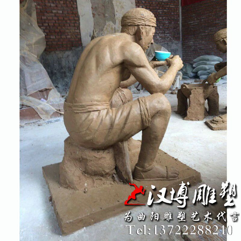 玻璃钢仿铜人f物雕塑民俗小品雕塑吃火锅主题雕塑大型公园园林景