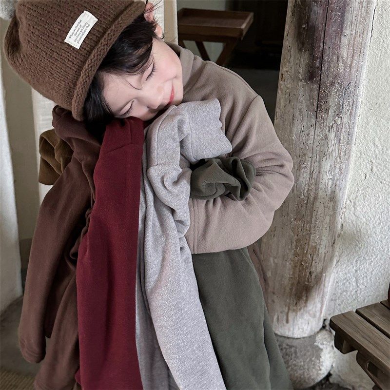 暮晨家新款冬装2024男童加绒半高领打底衫中小童加厚洋气保暖内搭