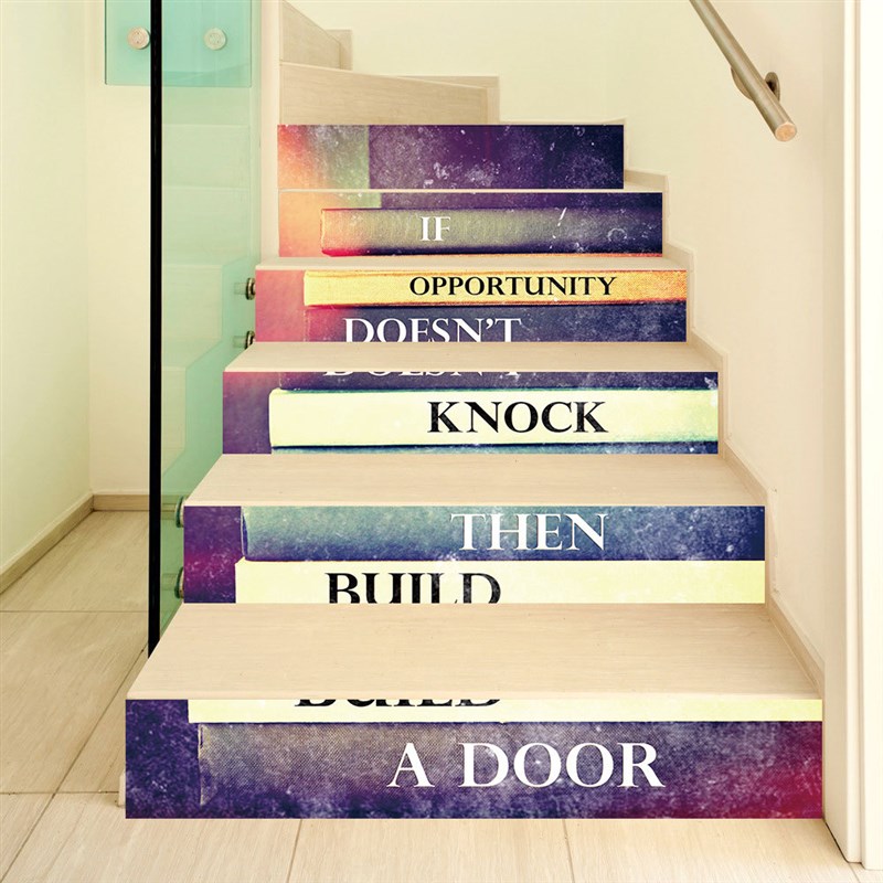 6步台阶楼梯地板贴纸英文字母自粘防滑遮丑美化装饰家居防水墙贴