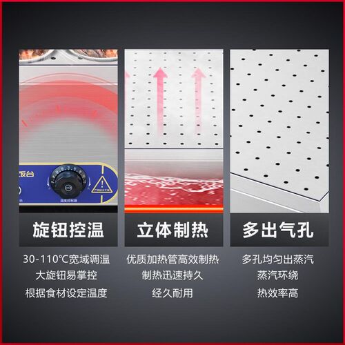 不锈钢快餐保温台商用台式加热自助小碗蒸菜打饭售卖包子卤肉熟食