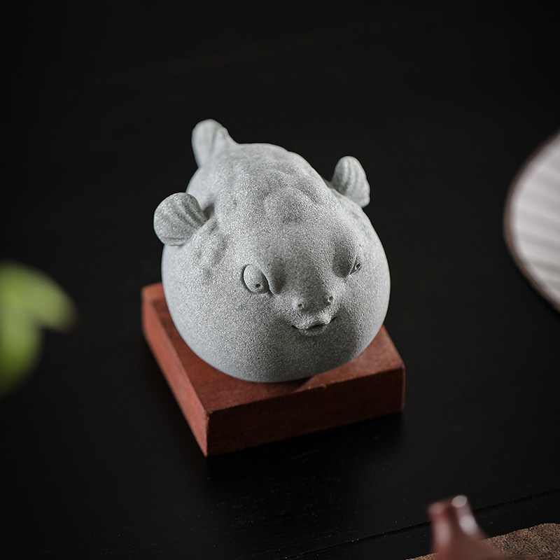 无聊了  摆一只好看的嘟嘟鱼茶几茶玩茶宠摆件鱼缸.造景装饰