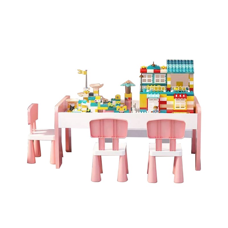 多功能积木桌子儿童玩具桌大颗粒宝宝益智拼装大号尺寸木质学习桌