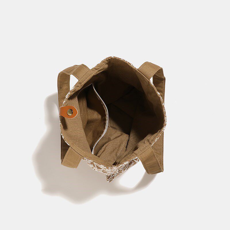 枫外夏天单肩包女2024新款百搭高级感帆布袋大容量包包设计感小众