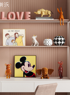 现代简约高级感儿童房书柜壁龛摆件家居软装小众卡通饰品摆设