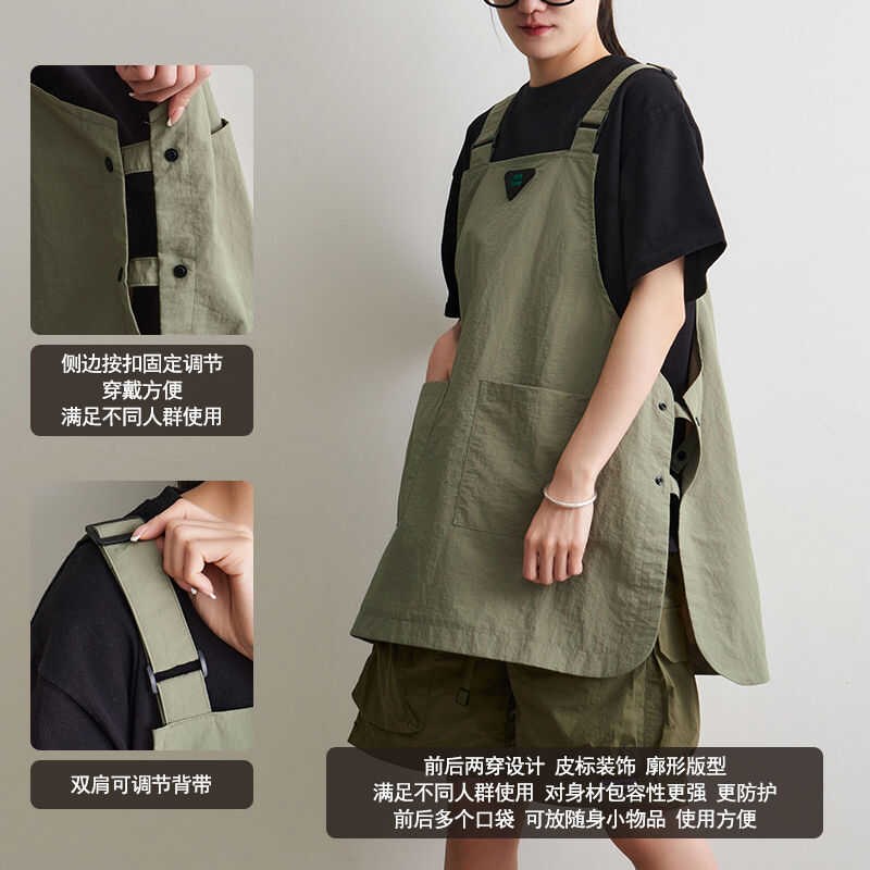 防泼水户外理发师咖啡店餐饮罩衣围裙家用厨房工作服定制印字男女