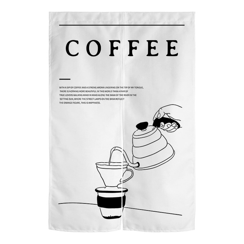 咖啡店门帘布帘隔断帘定制厨房挂帘免打孔半截短帘网红西餐厅