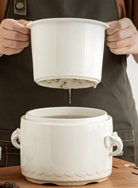 中式闽南c溢汤炖盅陶瓷带盖子隔水炖锅杯内胆老式大小号炖罐小汤