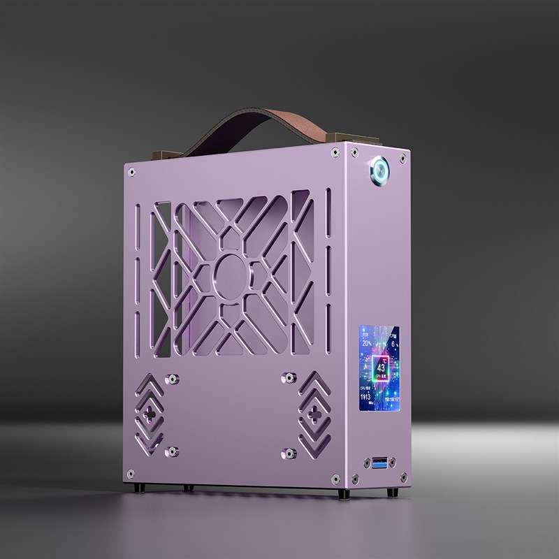 紫色M1铝合金mini迷你电脑机箱台式机小主电源套装diy办公外壳itx