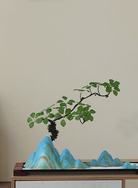 千里江山陶瓷假山鱼缸流水造景摆件盆景装饰品博古架玄关假山装饰