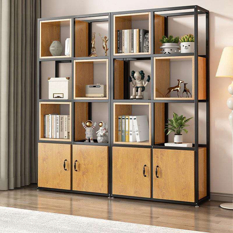 客厅置物架收纳架办公室铁艺屏风隔断多层花架子钢木货架书架落地