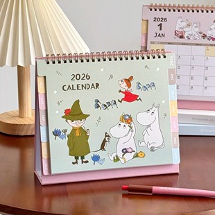 2026年新款姆明家族台历站立式日历月计划周计划打卡记事本