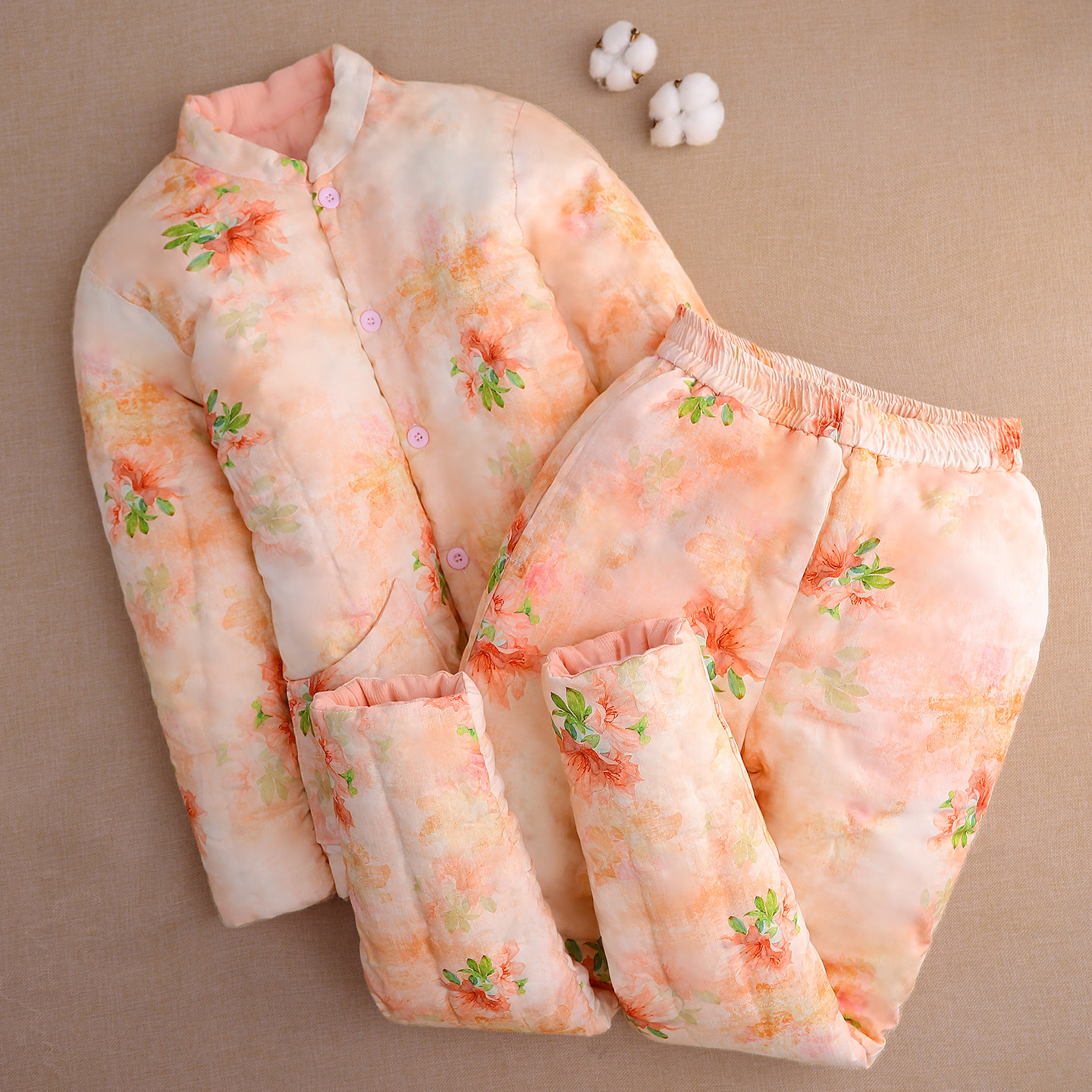 手工棉花女士棉衣套装成人加厚棉袄棉裤妈妈装棉服冬季保暖内胆