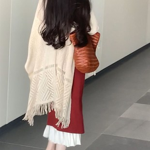 她来了复古馆酒红旗袍秋冬季国民复古盘扣新中式针织改良连衣裙女