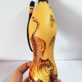 收藏彩绘装 水天然酒葫芦蜂蜡防渗随身烙画墨刻酒壶手工艺品挂摆件