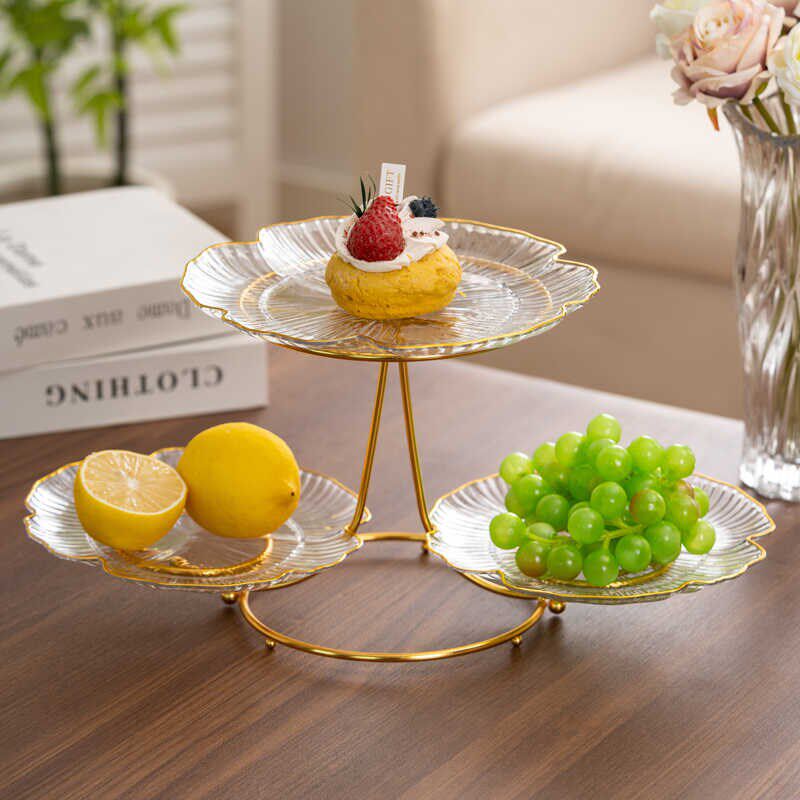 轻奢亚克力双层多层水果盘零食盘婚庆下午茶点心甜品台摆件展示架