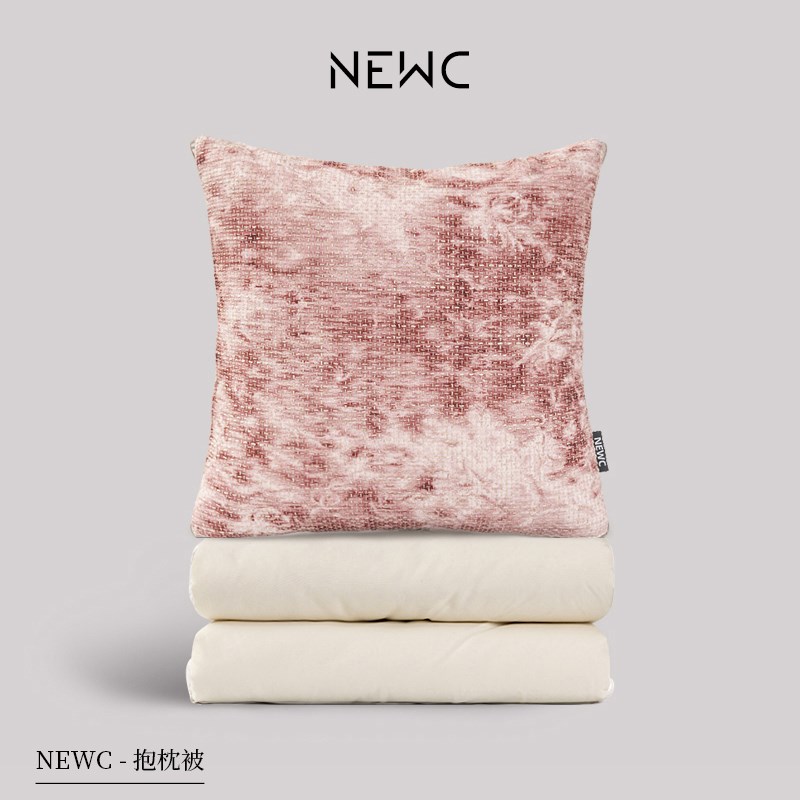 新宸优品粉色渐变高端纯棉抱枕被子两用客厅卧室少女心多功能靠垫