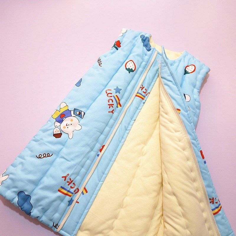 儿童纯棉花手工睡袍秋冬季加厚款宝宝睡袋纯棉质中大童小孩家居服