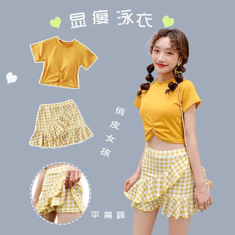 泳衣女高级感分体大童初中生保守12到15岁女款13学生14高中小个子