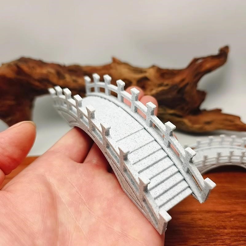 微景观鱼缸水陆缸盆景沙盘雨林生态缸微缩模型3D打印国风小桥摆件