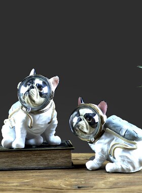创意美式宇航狗动物装饰摆件 家居样板间太空萌犬桌面摆设 工艺品