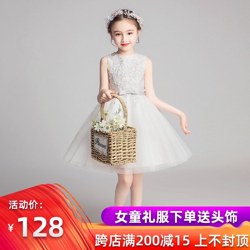 女童礼服公主裙蓬蓬纱生日短款小花童礼服主持人儿童钢琴演出服夏