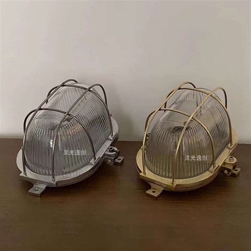复古wuone灵光逸创 工业风铜金属壁灯透明玻璃椭圆过道走廊灯墙灯