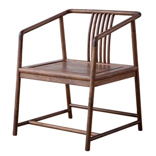 南家新中式北美黑胡桃木太师椅茶桌专用主人椅泡茶椅子茶桌围椅