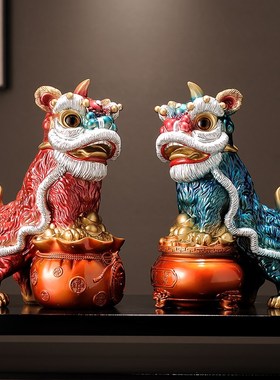 醒狮舞狮招财摆件国潮乔迁开业礼品新中式客厅玄关前台办公室摆件