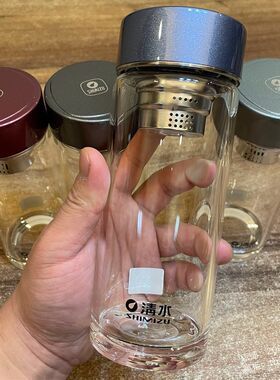 清水单层双层玻璃杯厚实杯底通透杯身亮泽杯盖带滤网泡茶水杯茶杯