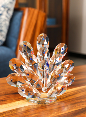 水晶孔雀生日结婚乔迁礼物客厅酒柜办公室礼品摆件创意家居装饰品