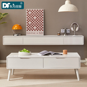 悬空电视柜奶油风悬浮电视机柜壁挂式 卧室客厅实木小户型白色吊柜