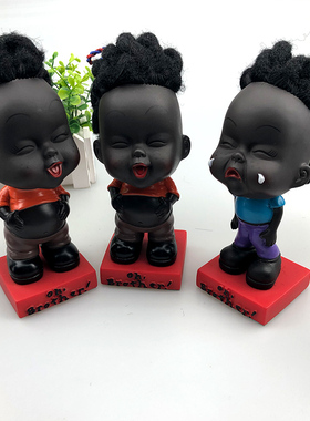 脏辫手工摆件小人摇头娃娃创意网红车内饰品摆件可爱表情家装摆件