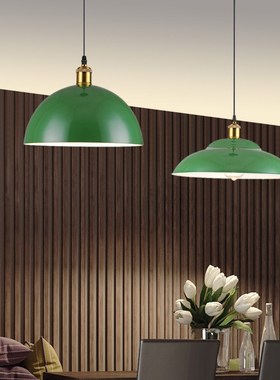 loft复古工业风吊灯饭店烧烤火锅店商用餐馆单头怀旧绿色灯罩吊灯