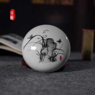 景德镇陶瓷印泥盒大号仿古瓷缸文房四宝篆刻国潮中国风印泥瓷盒