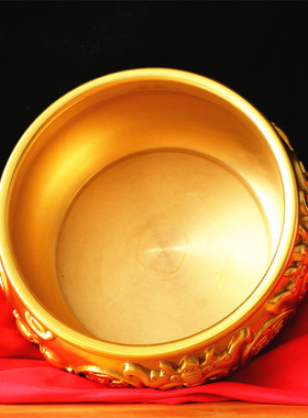 聚宝盆摆件纯铜家用客厅装饰招聚铜制品工艺品财存钱罐铜器黄铜