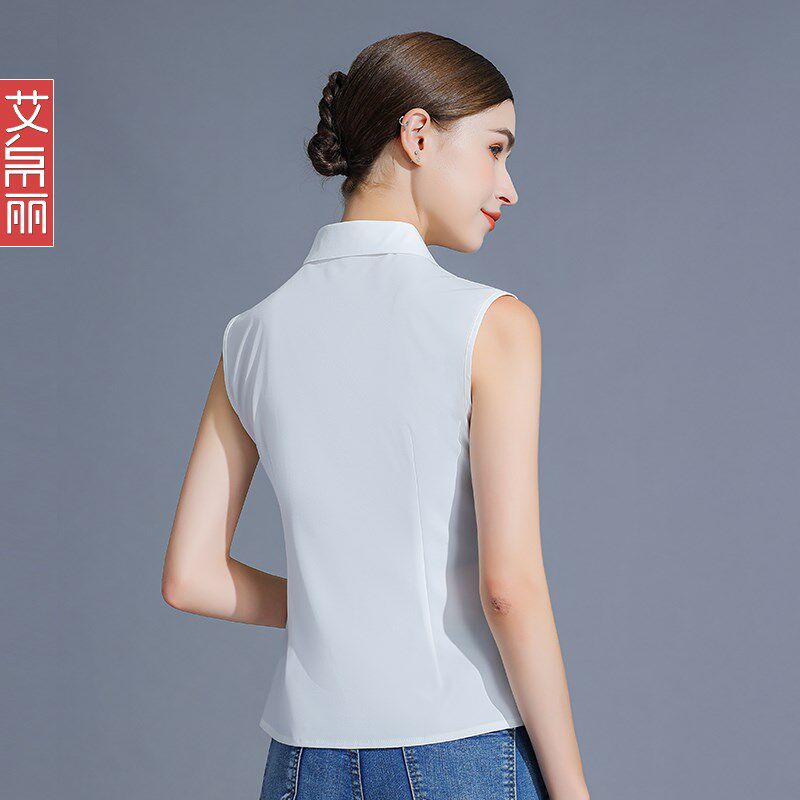 无袖雪纺衬衫女百搭职业内搭衬衣无袖打底衫四季叠穿职业打底上衣
