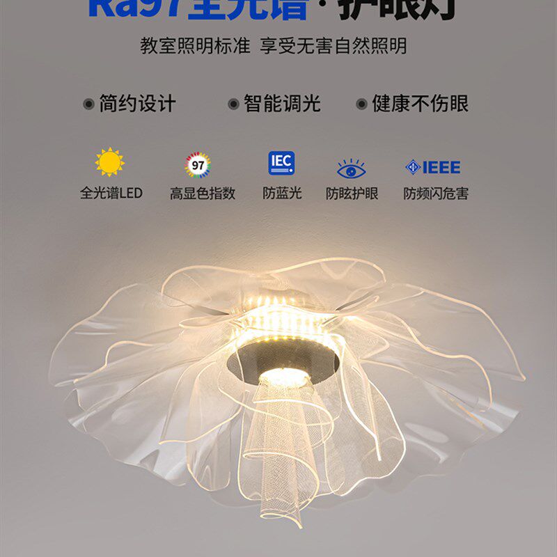 轻奢浪漫卧室吸顶灯法式创意设计师网红花瓣高级感温馨护眼主灯具