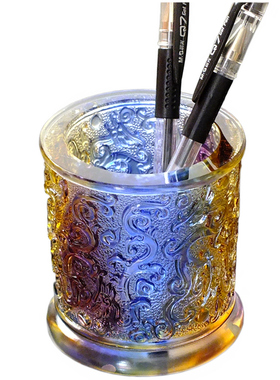 琉璃笔筒办公桌摆件男士高档创意送同事离职礼物纪念退休领导实用