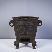 仿古铸铁龙兽图案温酒炉煮茶客厅炭火炉案头摆件居家摆设复古 包邮